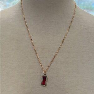Artisan Gold Necklace with Red Accent